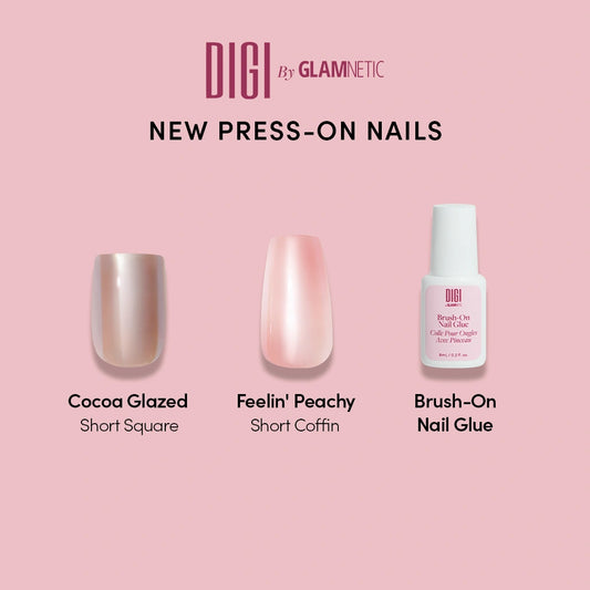 Cocoa Glazed + Feelin' Peachy +  Brush On Nail Glue