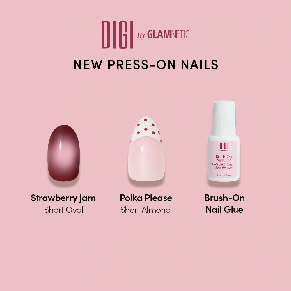 Strawberry Jam + Polka Please +  Brush On Nail Glue