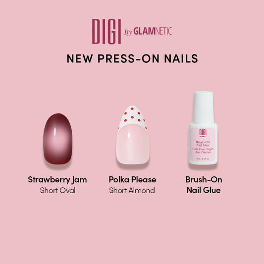 Strawberry Jam + Polka Please +  Brush On Nail Glue